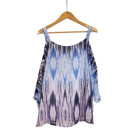a.n.a. A New Approach Women’s Cold Shoulder Abstract Boho Blouse Sz XL Multi NWT - Picture 5 of 8